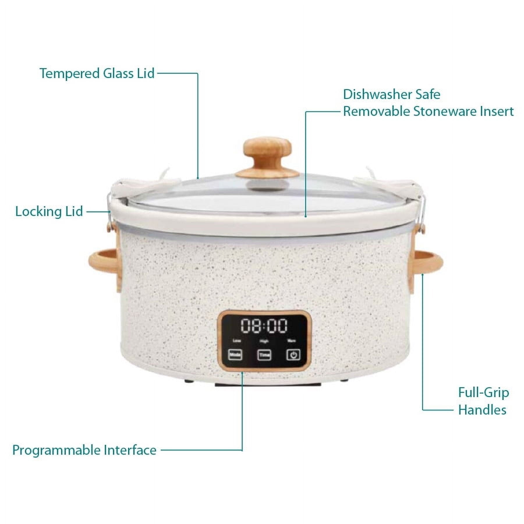 The Pioneer Woman 6-Quart Portable Linen Speckle Slow Cooker