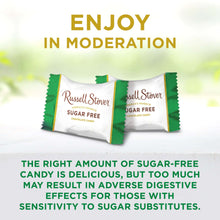 Two sugar-free chocolate candy packs in green-striped wrappers