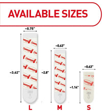 Replacement strip size guide with S, M, and L measurements