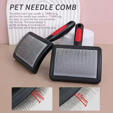 Three-piece slicker brush set with black bristle pads and red handles