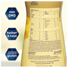 Enfamil Neuropro infant formula bottle back, non-GMO and kosher & halal badges