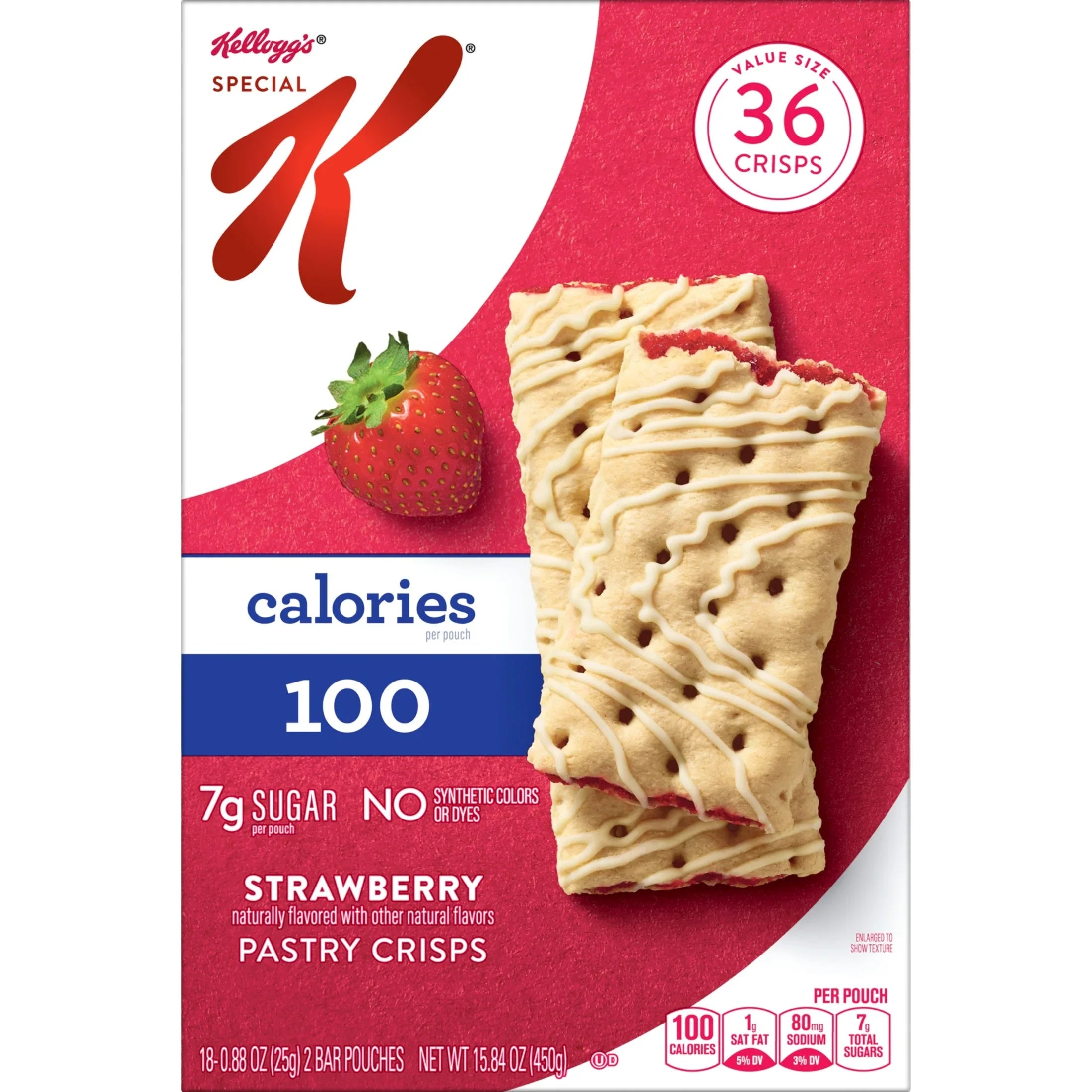 Special K Bar Strawberry Chewy Pastry Crisps, 100 Calories, 15.84 oz, 36 Count