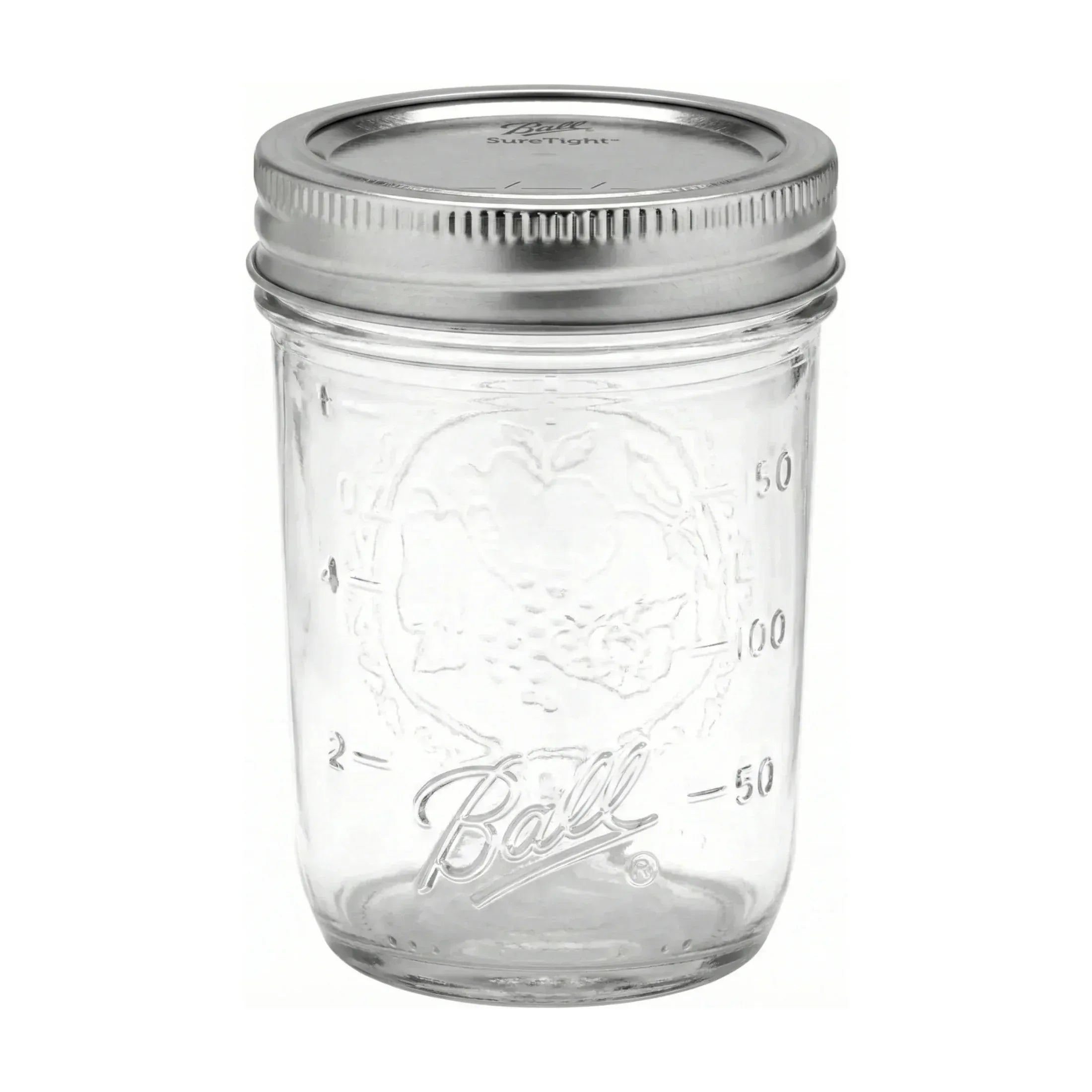 Ball Glass Mason Jar w/ Lid & Band, Regular Mouth, 8 Ounces, 12 Count