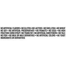 Supplement label text: no artificial flavors, gluten, lactose, wheat, soy, peanuts, eggs
