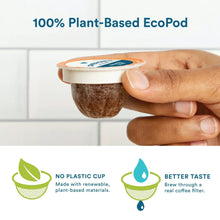 Hand holding a small EcoPod plant-based coffee cup