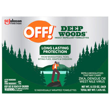 OFF! Deep Woods insect repellent towelettes box back panel with use details