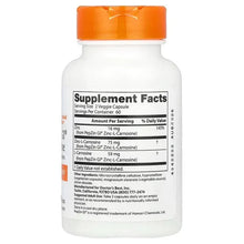 White supplement bottle with orange cap, back label with Supplement Facts table