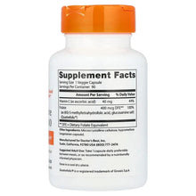 Folate supplement bottle back label with Supplement Facts and vitamin C and folate amounts.