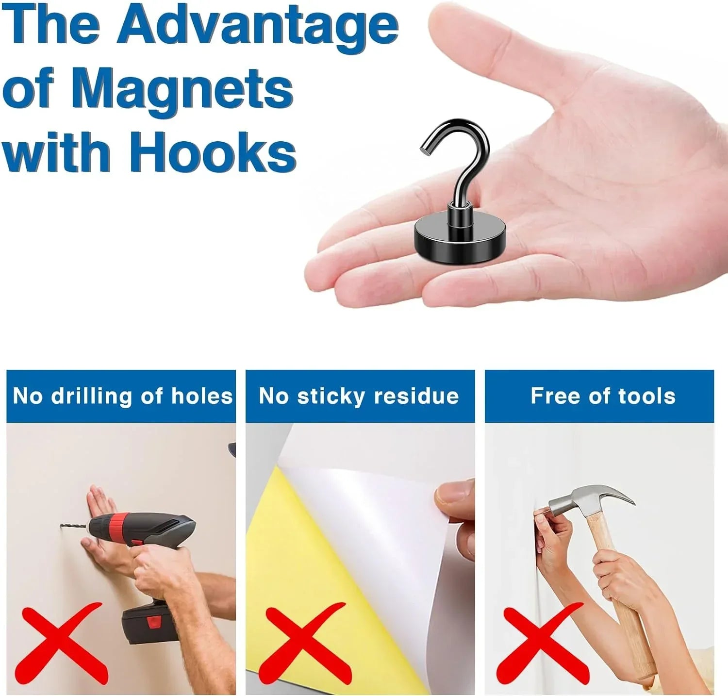 DIYMAG Magnetic Hooks Heavy Duty, 40lbs Strong Magnetic Hooks Heavy Duty with Epoxy Coating for Refrigerator, Black Magnetic Cruise Hooks for Hanging, Classroom, Office, and Kitchen - Pack of 4
