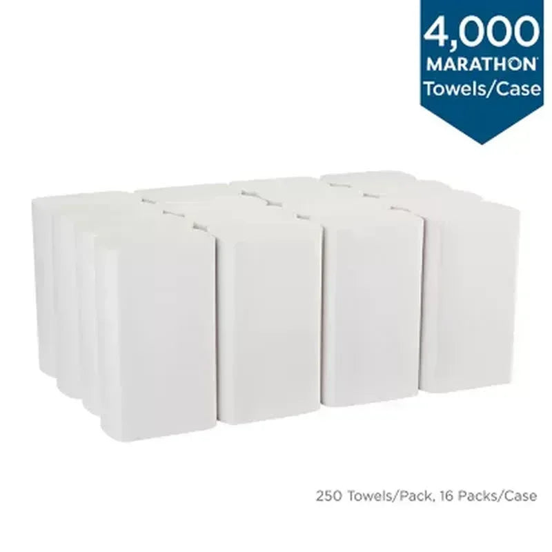 Marathon Multifold 1-Ply Paper Towels, White, 9.2" X 9.4" (250 Towels/Pk., 16 Pks.)