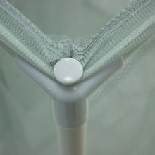 Cart corner connector with smooth round cap on light frame, mesh bag edges