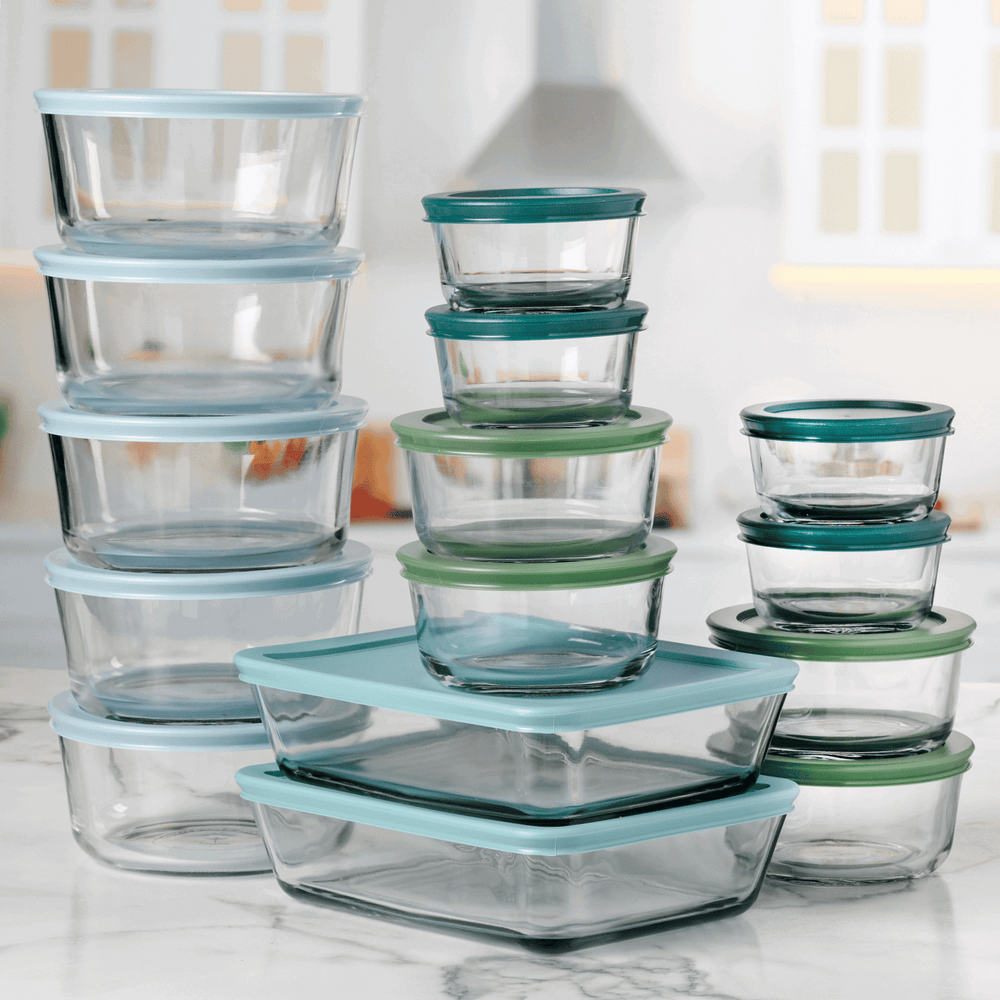 Anchor Hocking 32-Piece Glass Food Storage Containers with Colorful BPA-Free Lids