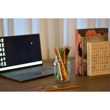 Clear mason jar with pencils and colored pens, regular mouth jar with metal lid