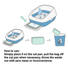 Cat litter box pad refill use guide showing pad placement on the cat pan