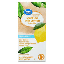 Sugar-free iced tea with lemon drink mix packet box, front label