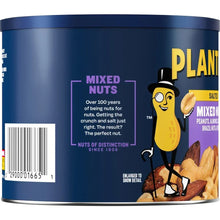 PLANTERS mixed nuts canister back label with barcode and cartoon mascot