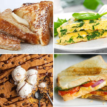 Assorted grilled sandwich slices with melted fillings and vegetables