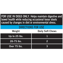 Directions for use panel on dog probiotic soft chews jar