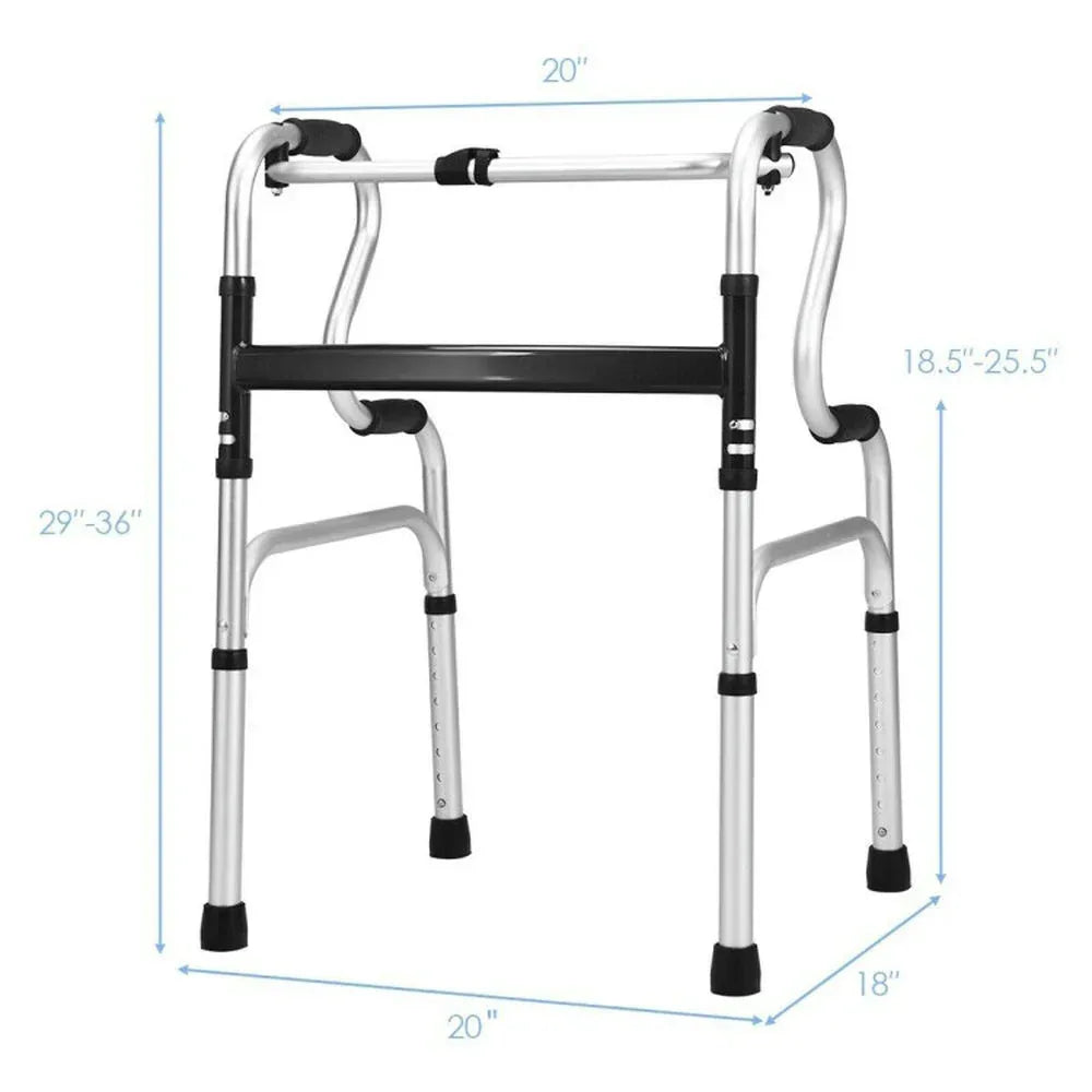 Resenkos Medical Mobility Walker,One-Button Folding Aluminum Walking Frame Walker