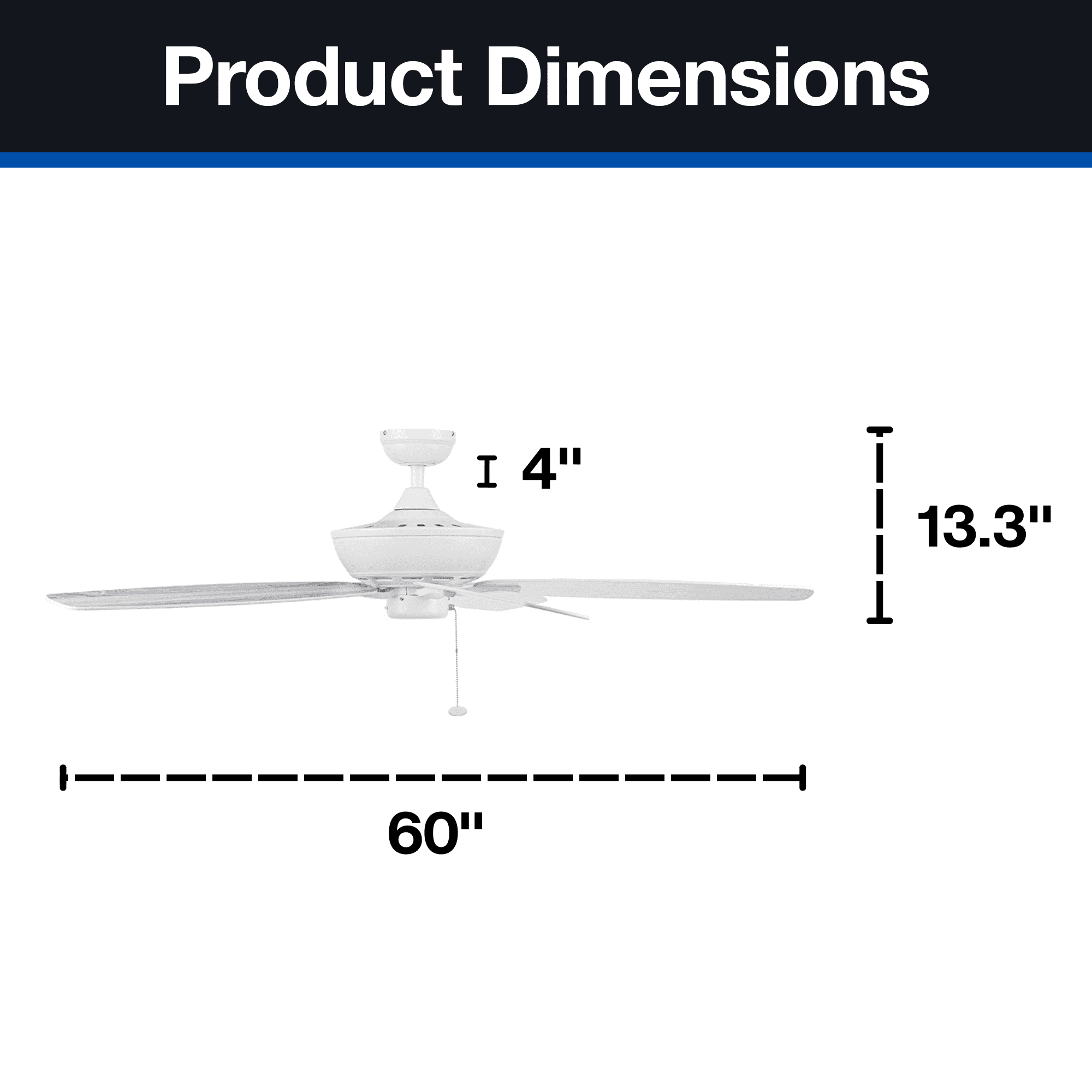 Mainstays 60in White Traditional Indoor Outdoor Ceiling Fan - USA MEGA SHOP