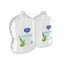 Liquid hand soap bottles, aloe vera formula, two-pack, front labels visible