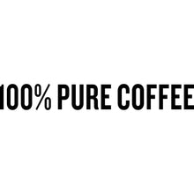 Coffee label text reading 100% pure coffee