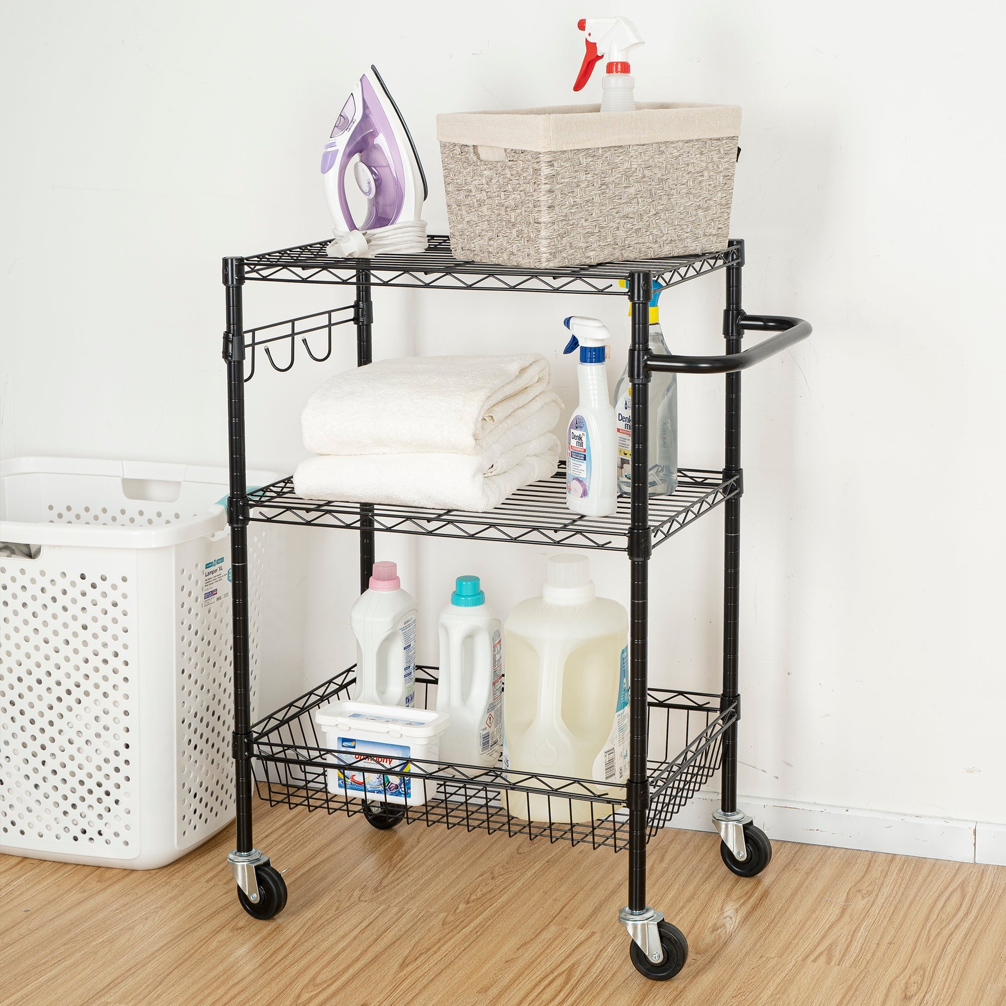 Hyper Tough 3-Tier New Multipurpose Rolling Cart, Black Color, 495lbs Load Capacity