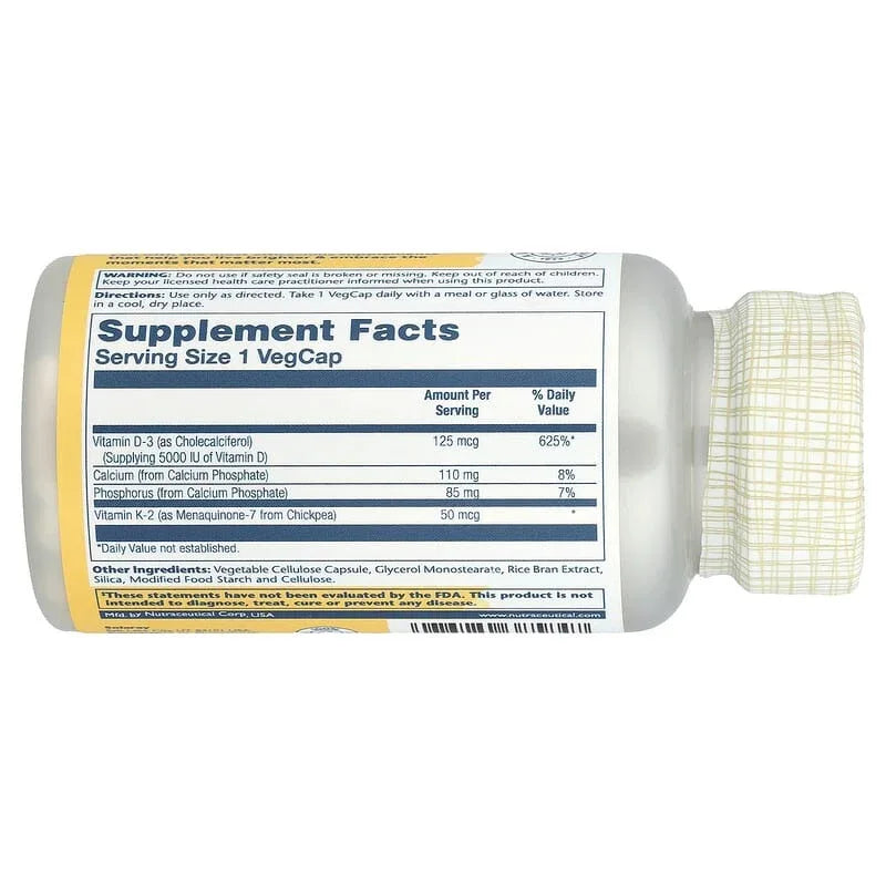 Solaray, Vitamin D3 + K2, VegCaps