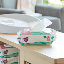 Baby wipes pack with do-not-flush label on wipes container