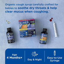 Day and night organic cough syrup combo set with two bottles and oral syringe
