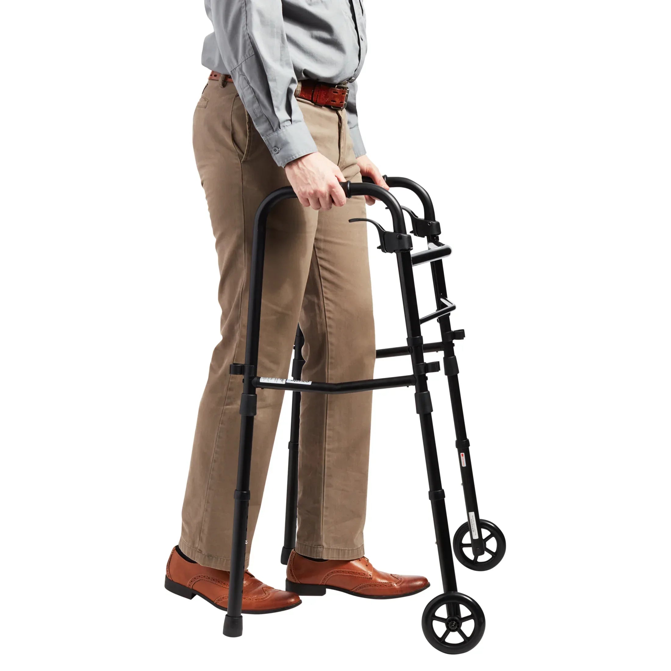 Equate Folding Walker with 5-Inch Wheels, Black – 350 lb Weight Capacity