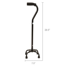 Height-adjustable quad walking cane with cushioned handle and 4-leg base