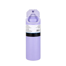 Purple 24oz double-wall stainless steel water bottle with flip-top lid