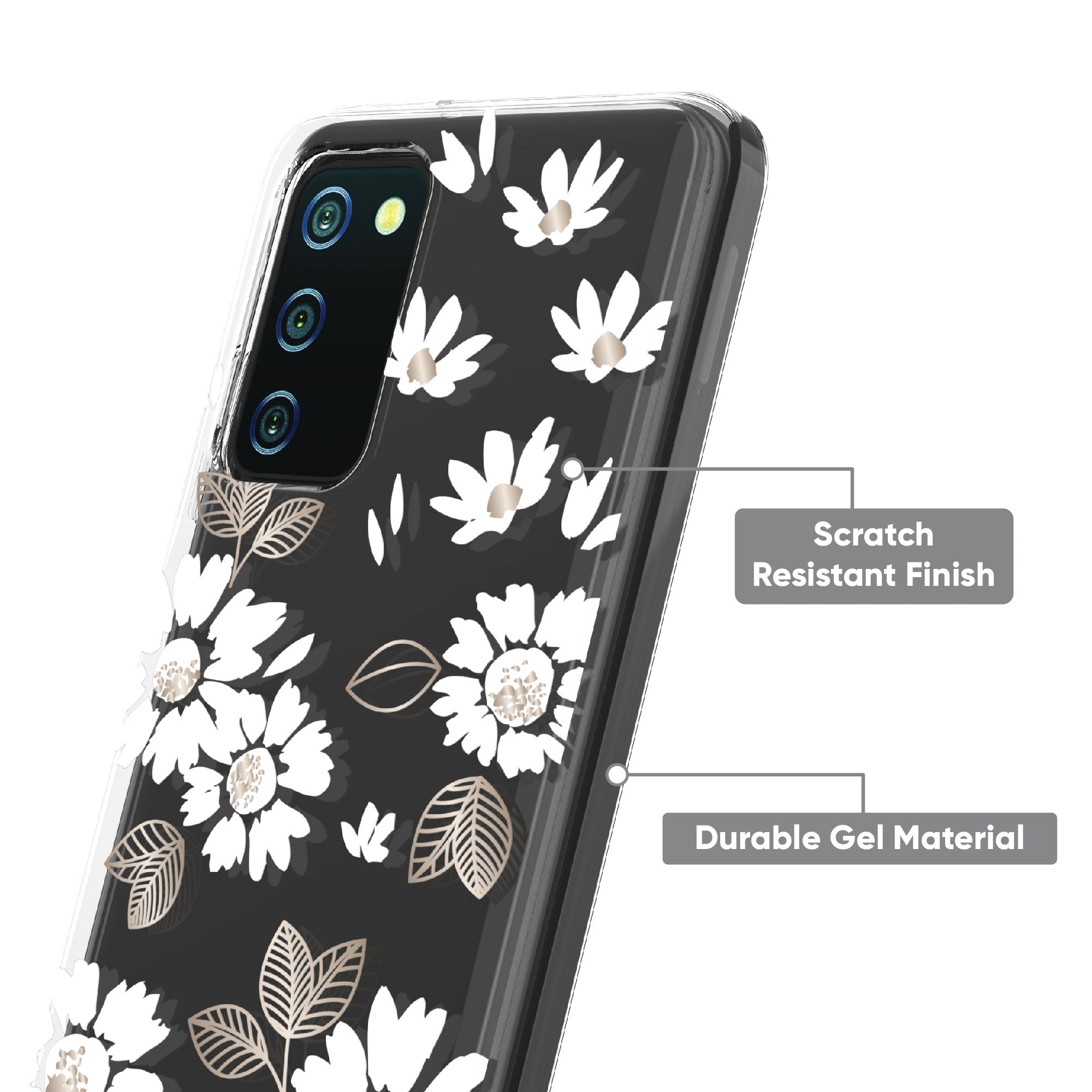 onn. Phone Case for Samsung Galaxy A03s - White Floral