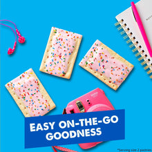On-the-go pop-open toaster pastries, frosted strawberry milkshake with colorful sprinkles.