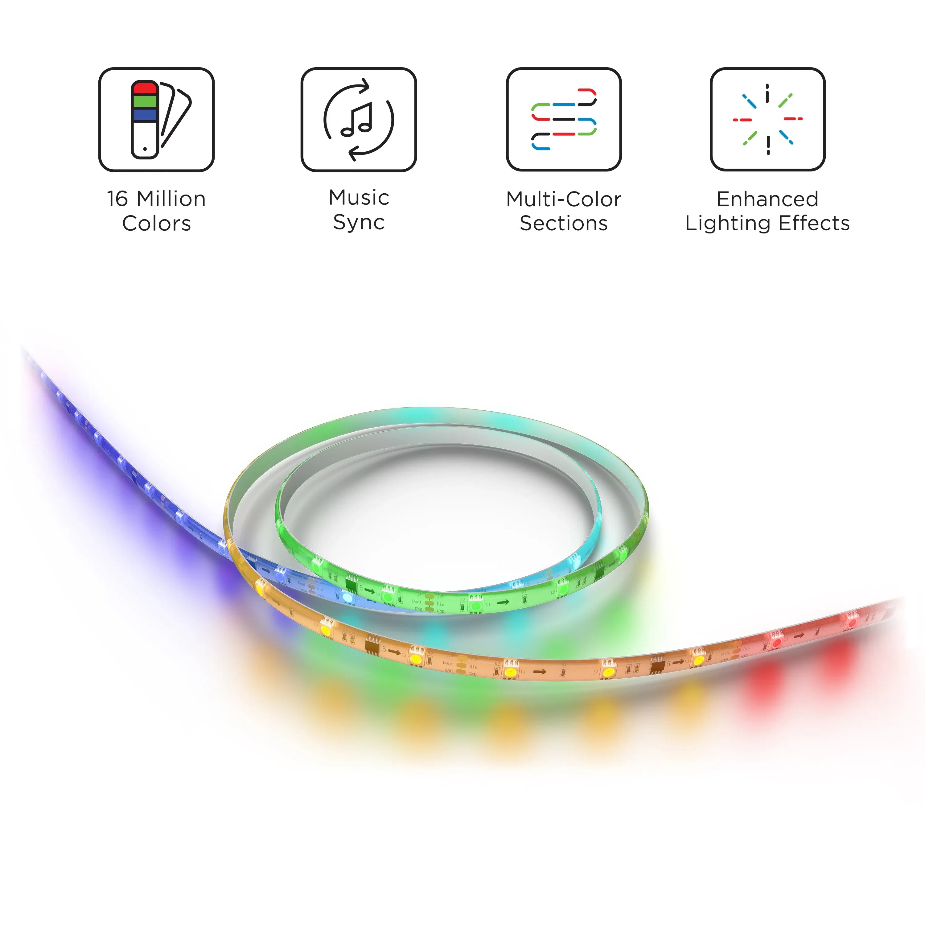 Roku Smart Home Smart Light Strip+ SE Wi-Fi - Enabled Indoor LED 16.4 ft (18 Watt) with Multi-Colored Section Control