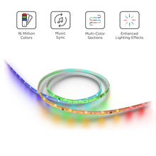 Smart RGB LED light strip with illuminated multicolor segments in a loop