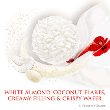 Raffaello almond coconut candies with white coconut flakes and creamy filling