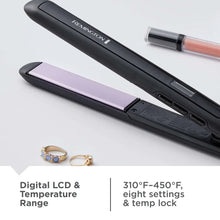 Remington flat iron with digital controls and purple ceramic plates
