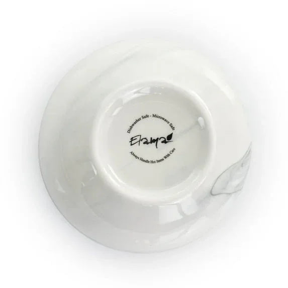 Elama Fine Marble 16 Piece Stoneware Dinnerware Set in Black and White