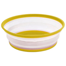 Yellow and white collapsible microwave splatter cover, round vented lid