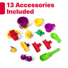 Splash water table accessories set with multiple colorful parts and small figure