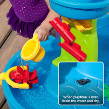 Splash water table water wheel and funnel play pieces with colorful paddles