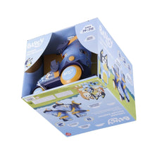 Kids roller skates retail box, light blue and navy packaging with skate product graphics