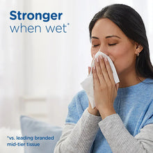 Facial tissue use: person wiping face with a white tissue