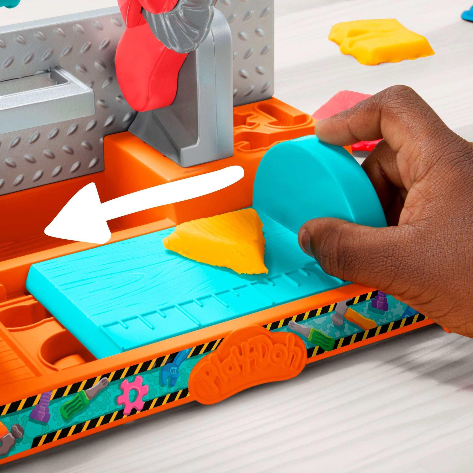 Play-Doh Stamp & Saw Tool Bench Playset, Construction Toys for Ages 3+, Kids Arts & Crafts