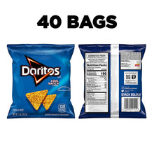 Doritos Cool Ranch tortilla chip bags, front and back views for 40 bags