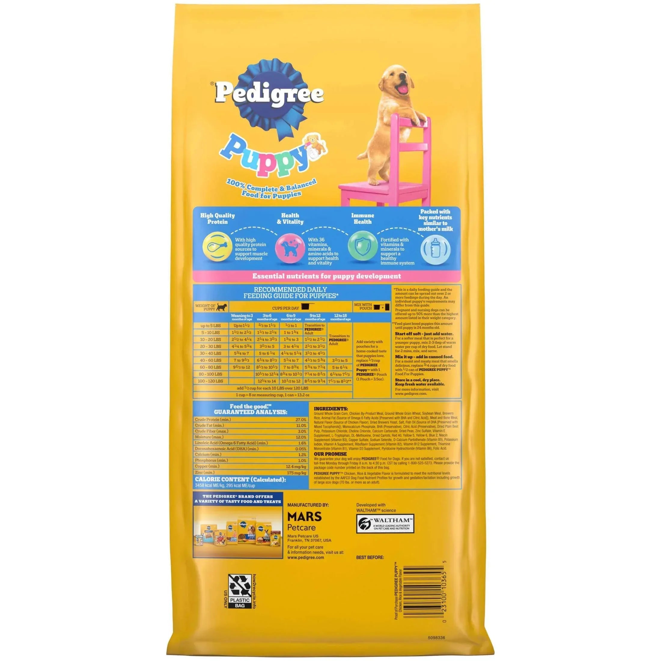 Pedigree Puppy Growth & Protection Dry Dog Food Chicken & Vegetable Flavor