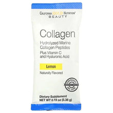 Collagen supplement packet, Lemon Naturally Flavored, with blue top seal