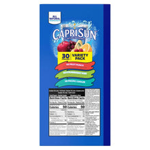 Capri Sun 30 variety pack box back panel with all natural ingredients and nutrition info